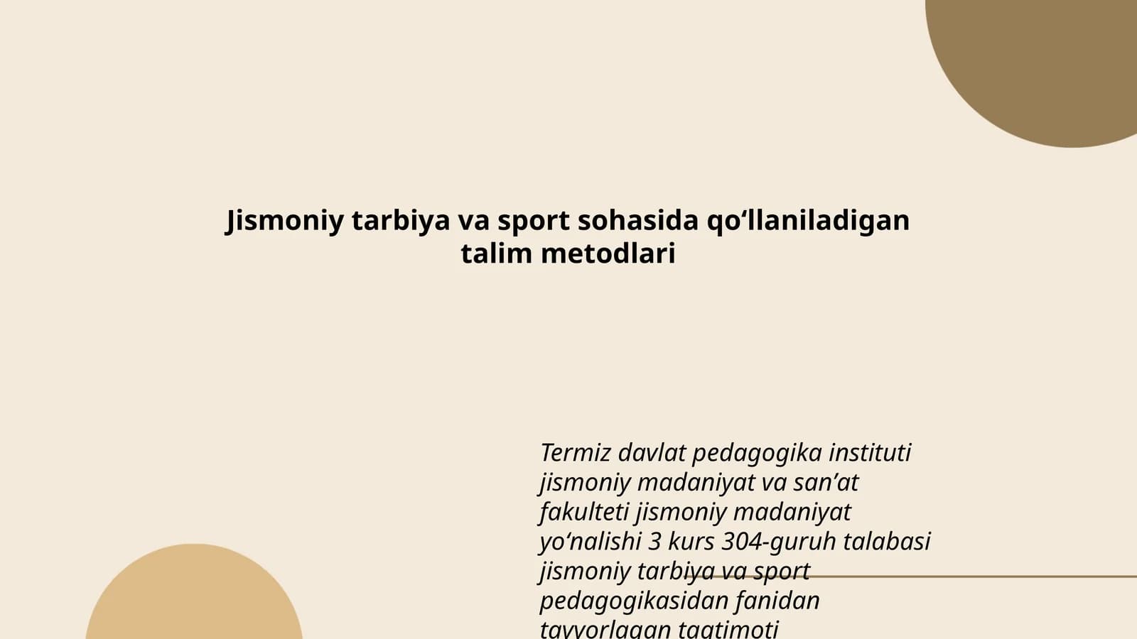 Jismoniy tarbiya va sport sohasida qoʻllaniladigan talim metodlari