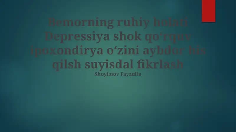 Tongdagi Ruhiy Holat: Aybdorlik Hissi