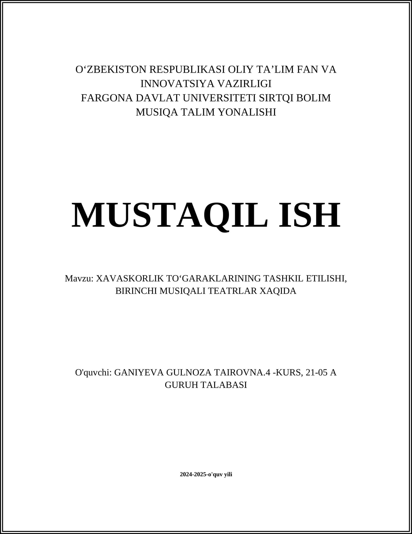 XAVASKORLIK TOʻGARAKLARINING TASHKIL ETILISHI, BIRINCHI MUSIQALI TEATRLAR XAQIDA