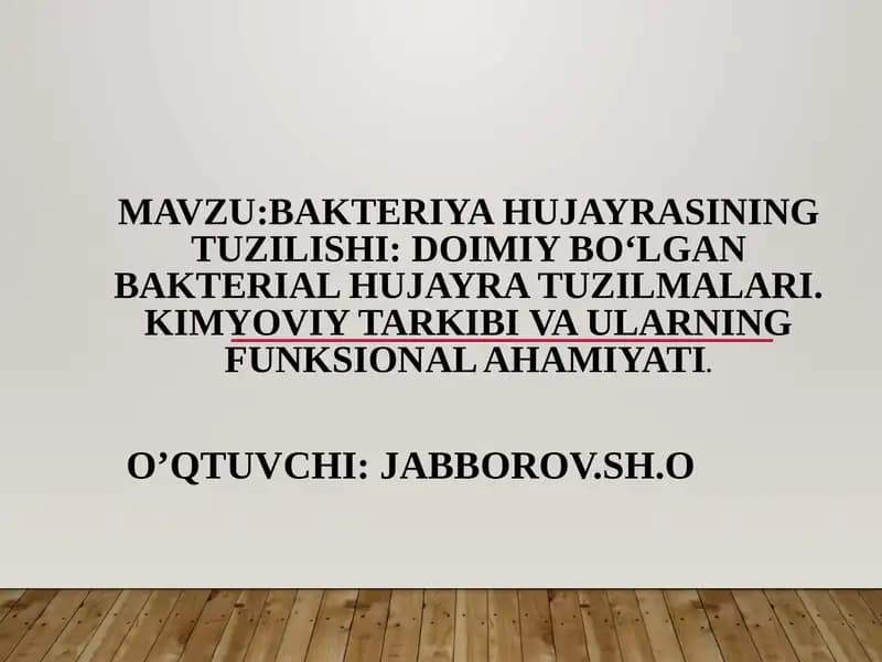 Bakteriya hujayrasining tuzilishi