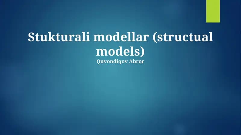 Tuzilma Modellarining Asoslar