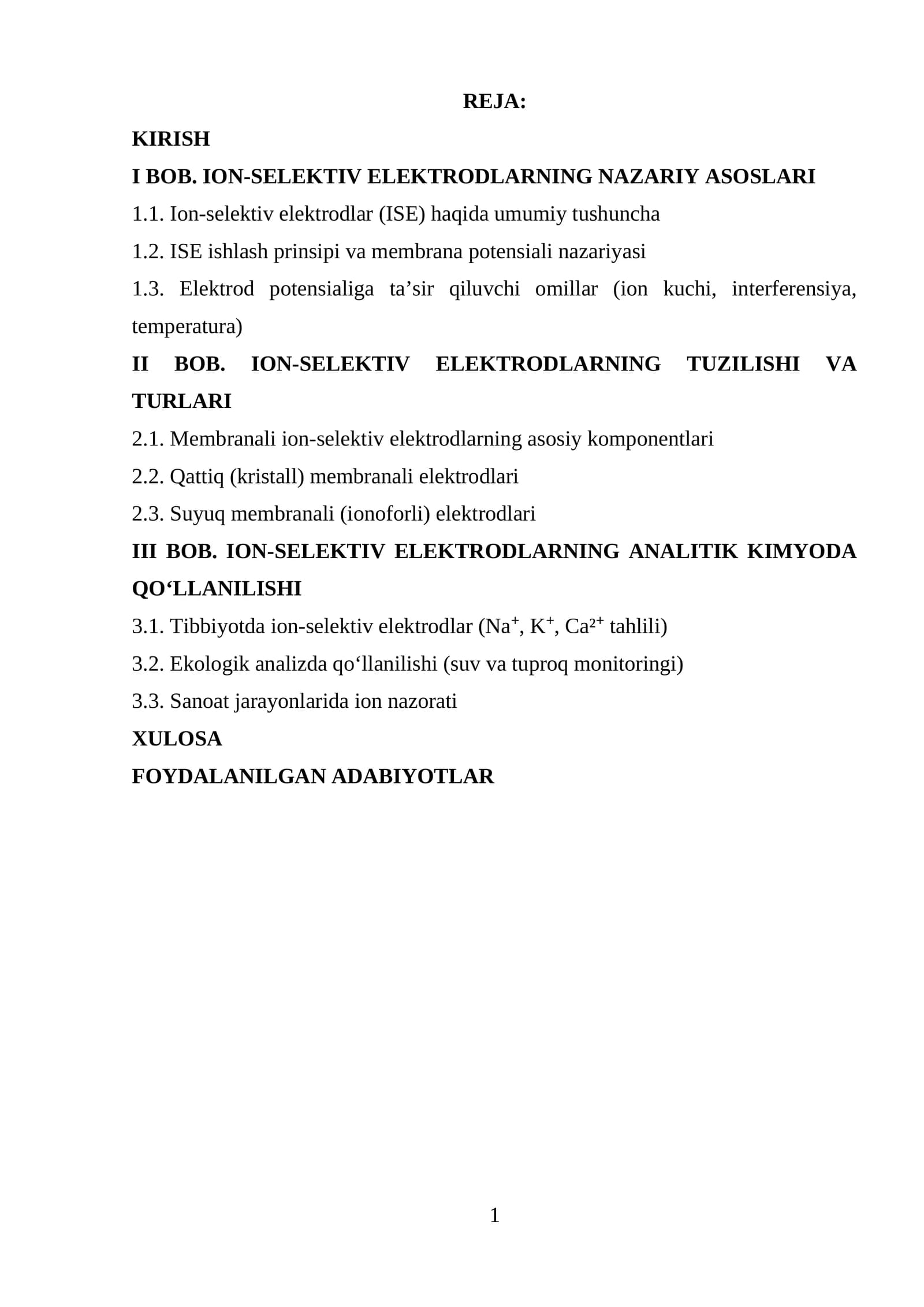 Ion-Selektiv Elektrodlarning Nazariy Asoslari