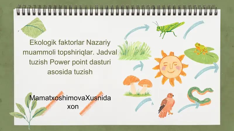 Ekologik faktorlar bo‘yicha PowerPoint taqdimoti