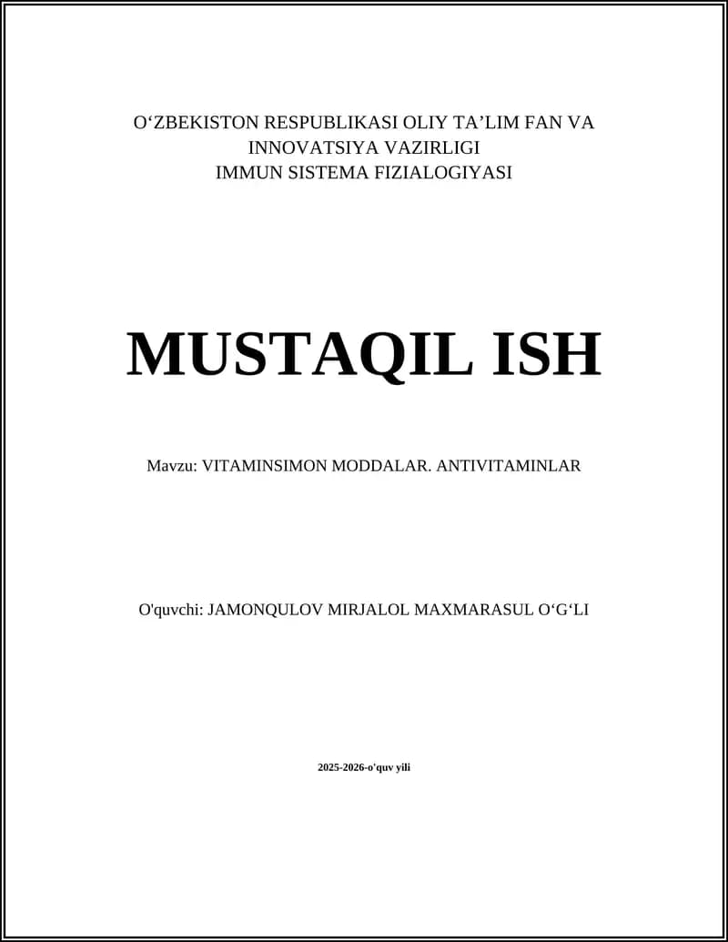 IMMUN SISTEMA FIZIALOGIYASI