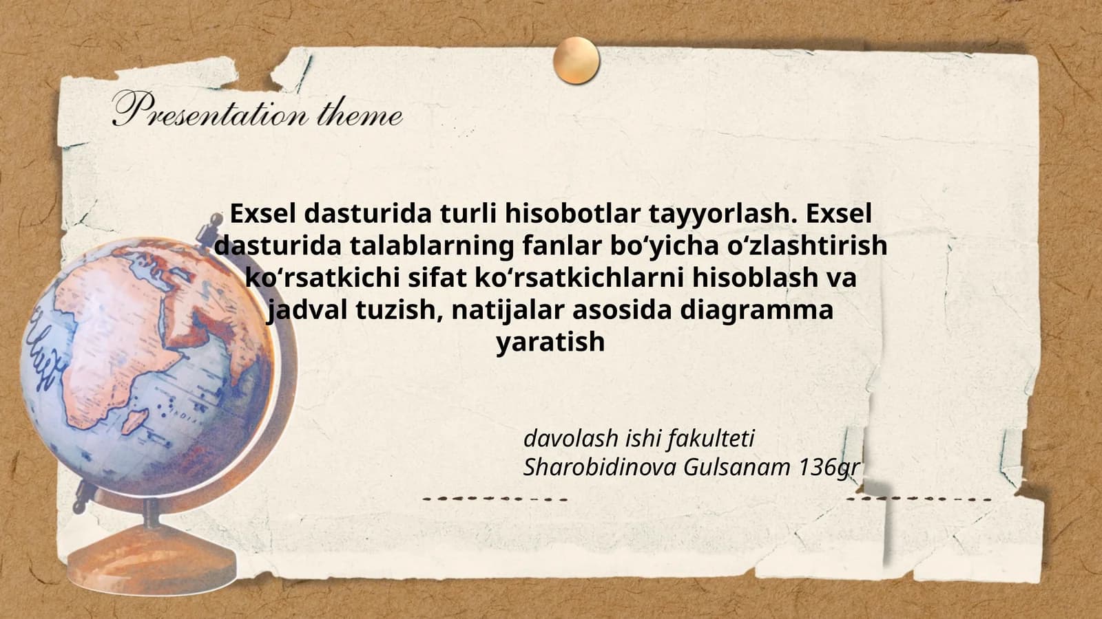 Exsel dasturida turli hisobotlar tayyorlash