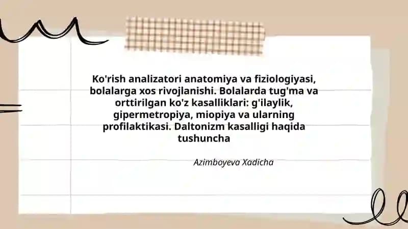 Ko'rish analizatori anatomiya va fiziologiyasi