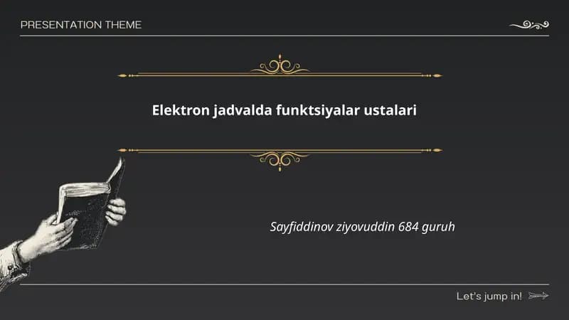 Elektron jadvalda funktsiyalar ustalari