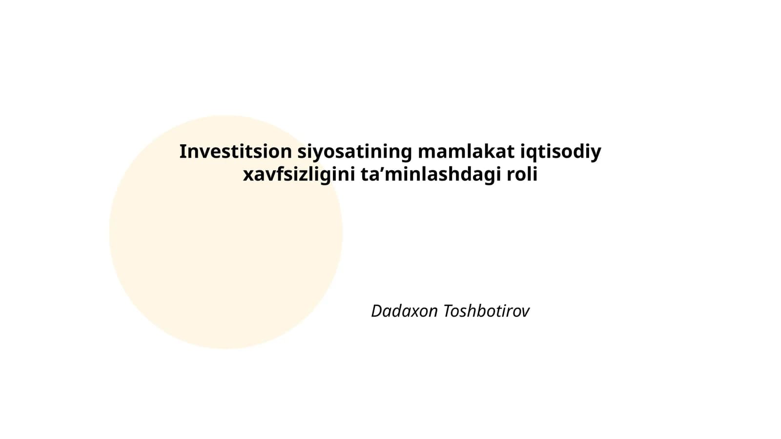 Investitsion siyosat va iqtisodiy barqarorlik
