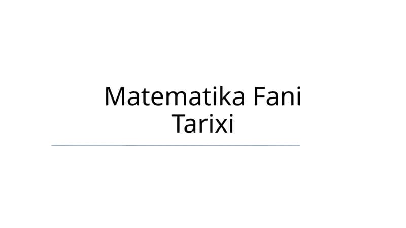 Matematika Fani Tarixi