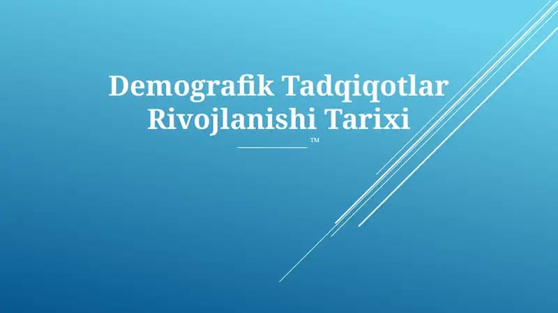 Demografik Tadqiqotlar Rivojlanishi Tarixi