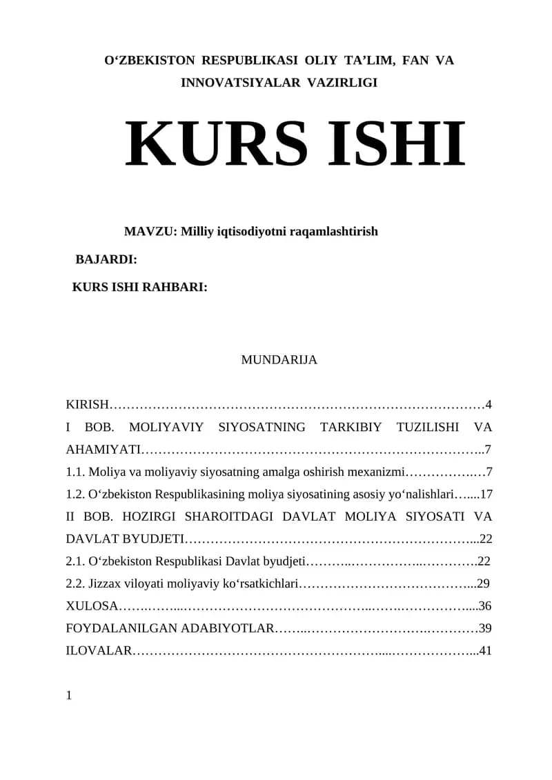 Milliy iqtisodiyotni raqamlashtirish