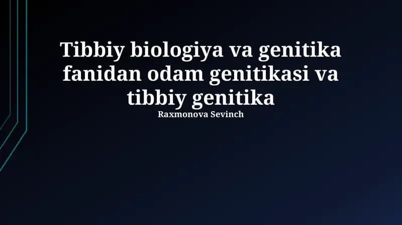 Tibbiy Biologiya va Genetika