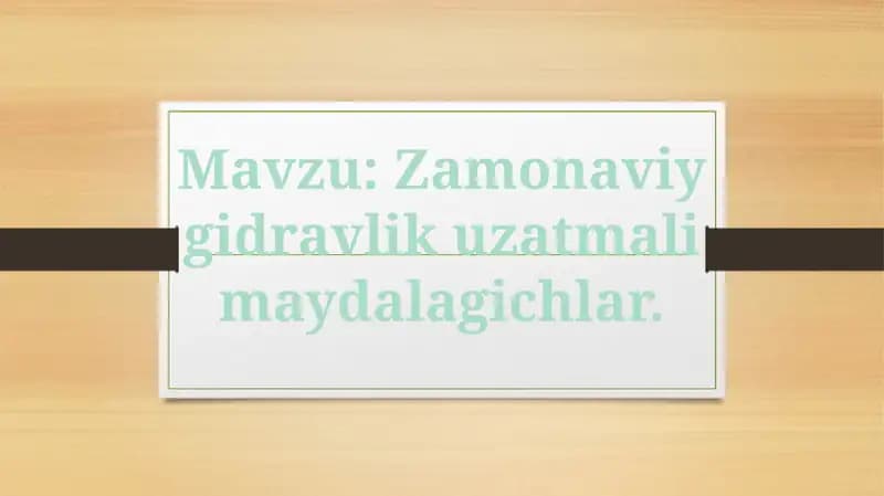 Zamonaviy gidravlik uzatmali maydalagichlar.