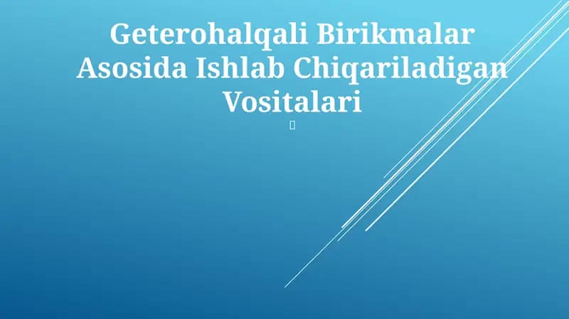 Geterohalqali Birikmalar Asosida Ishlab Chiqariladigan Vositalari