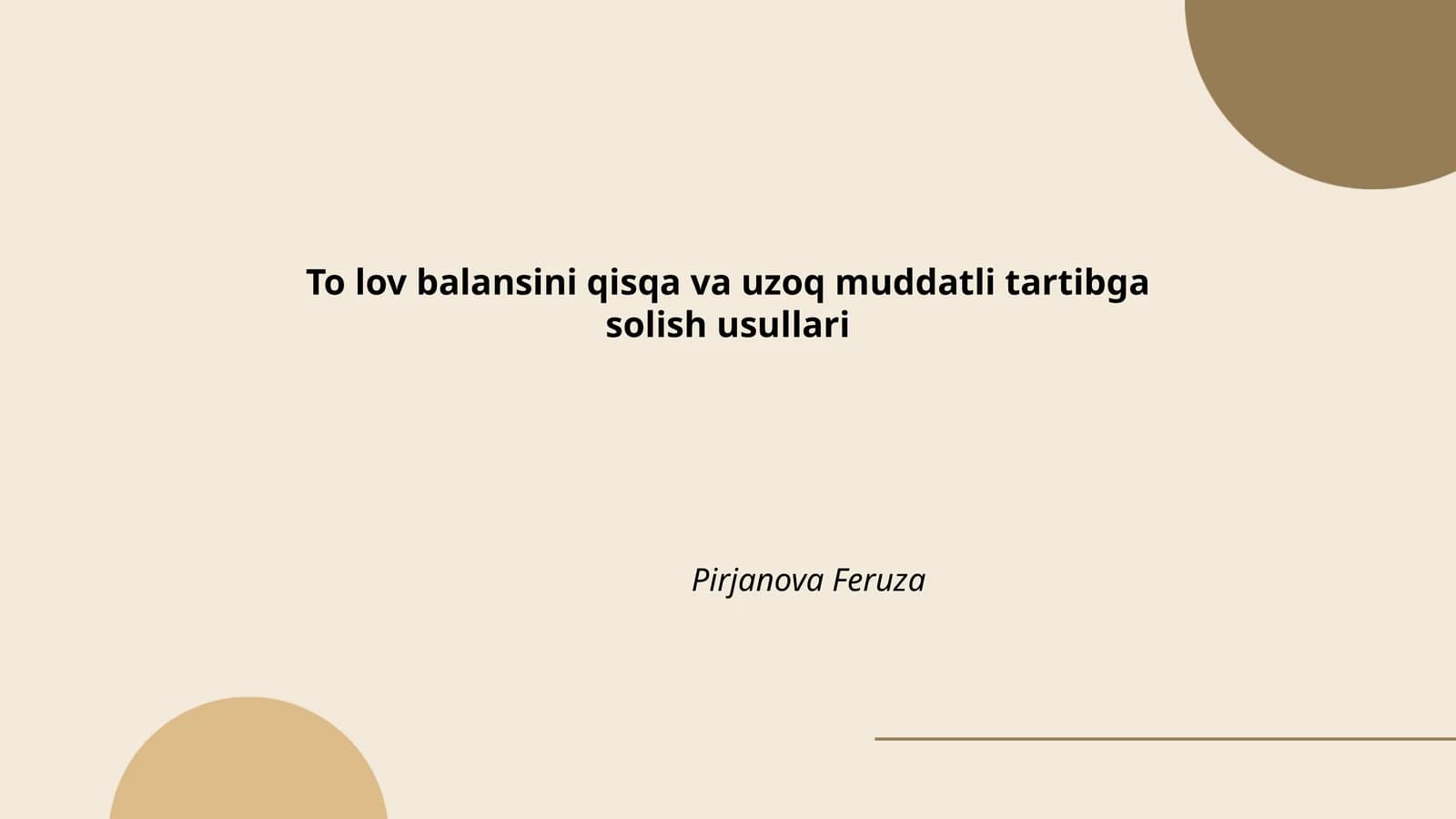 Qisqa va Uzoq Muddatli Tartibga Solish Usullari