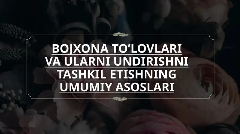 BOJXONA TO’LOVLARI VA ULARNI UNDIRISHNI TASHKIL ETISHNINGUMUMIY ASOSLARI