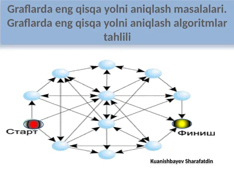 Graflarda eng qisqayol niqlash masalalari