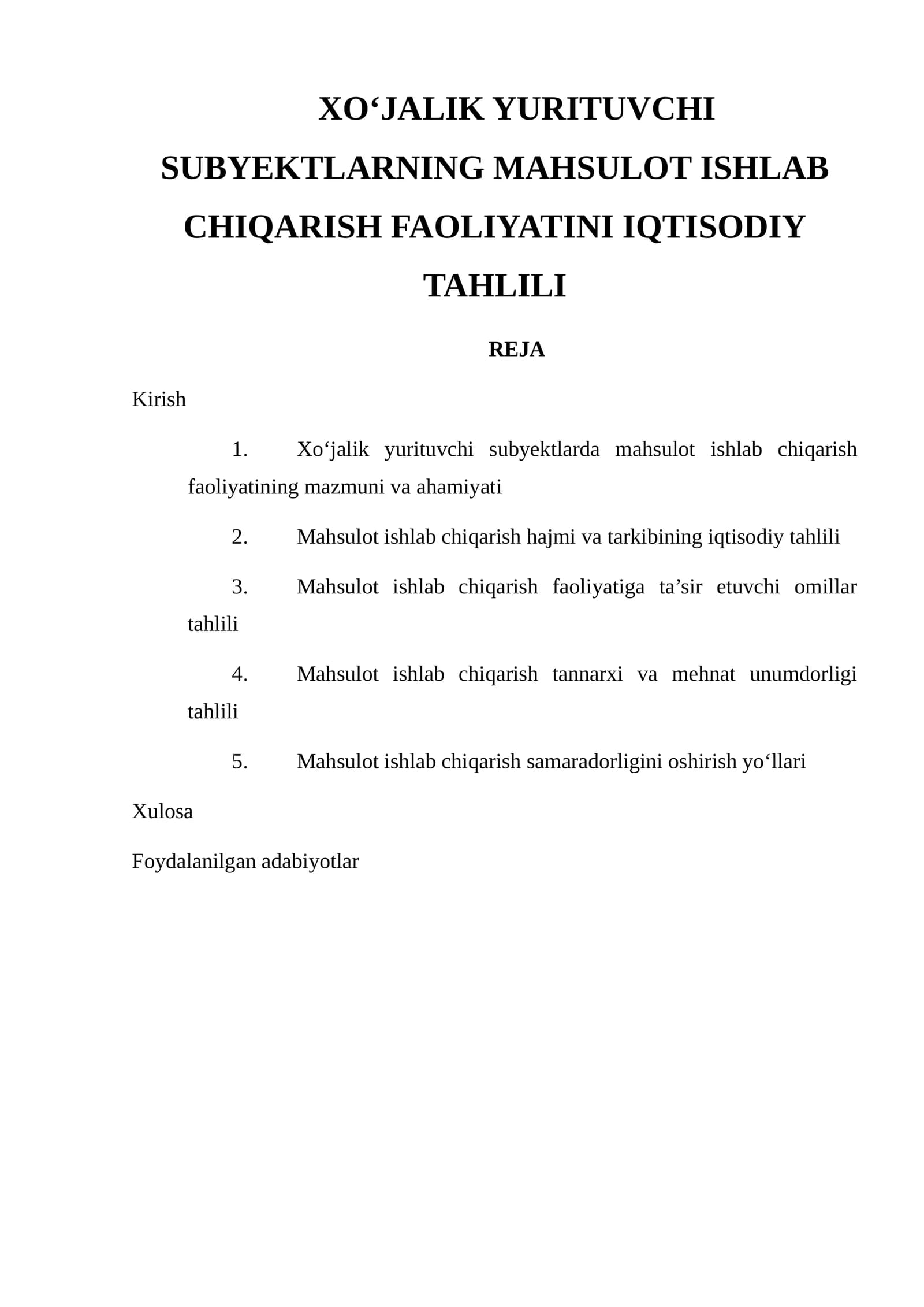 KORXONA FAOLIYATINING TANQIDIY IQTISODIY TADQIQOTI
