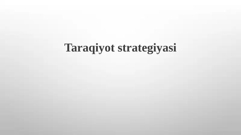 Rivojlanish strategiyasi