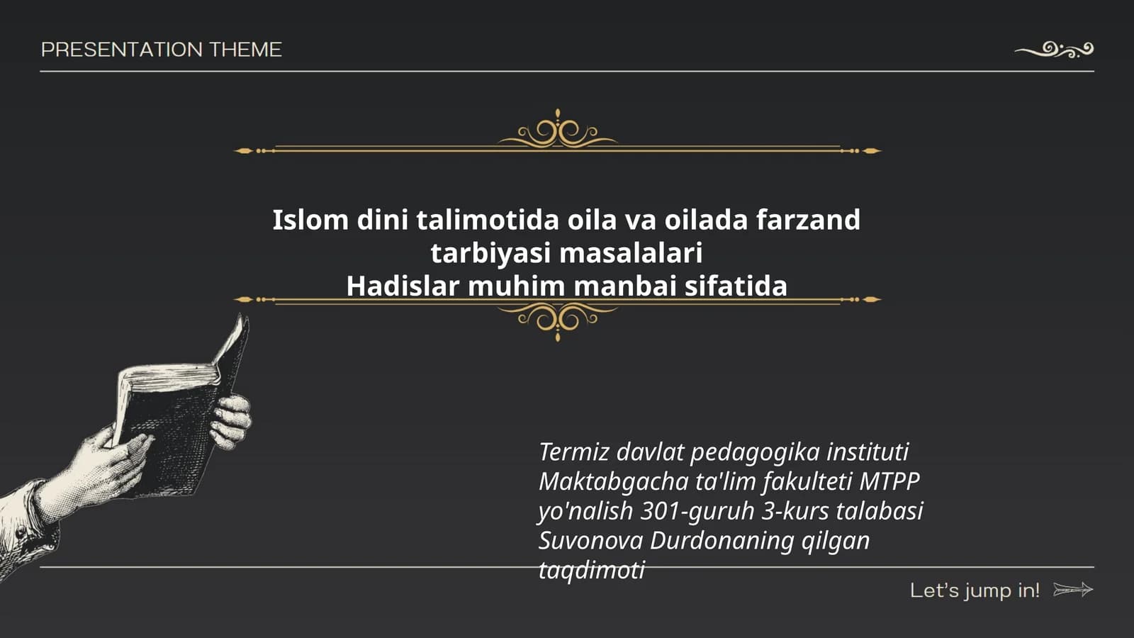 MTPP yo'nalish 301-guruh 3-kurs talabasi Suvonova Durdonaning qilgan taqdimoti