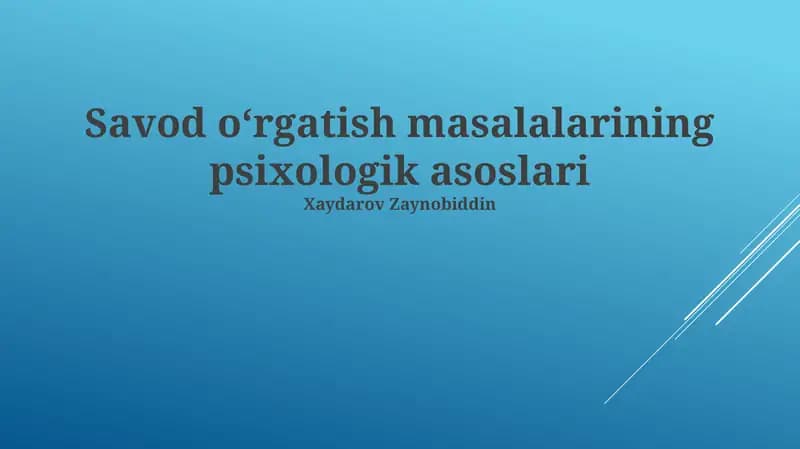 Kasb-hunar ta'limi muammolarining psixologik asoslari