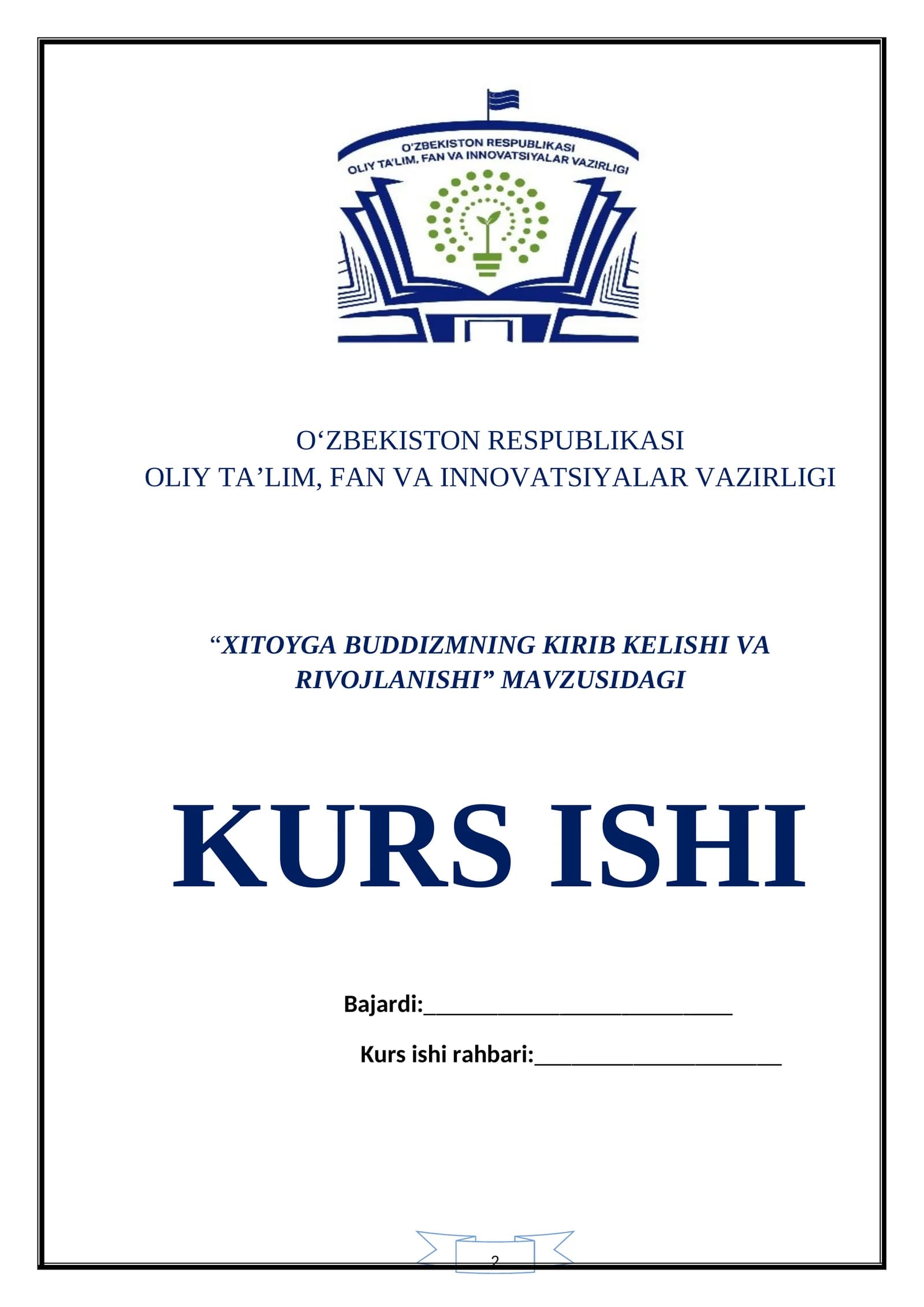 XITOYGA BUDDIZMNING KIRIB KELISHI VA RIVOJLANISHI