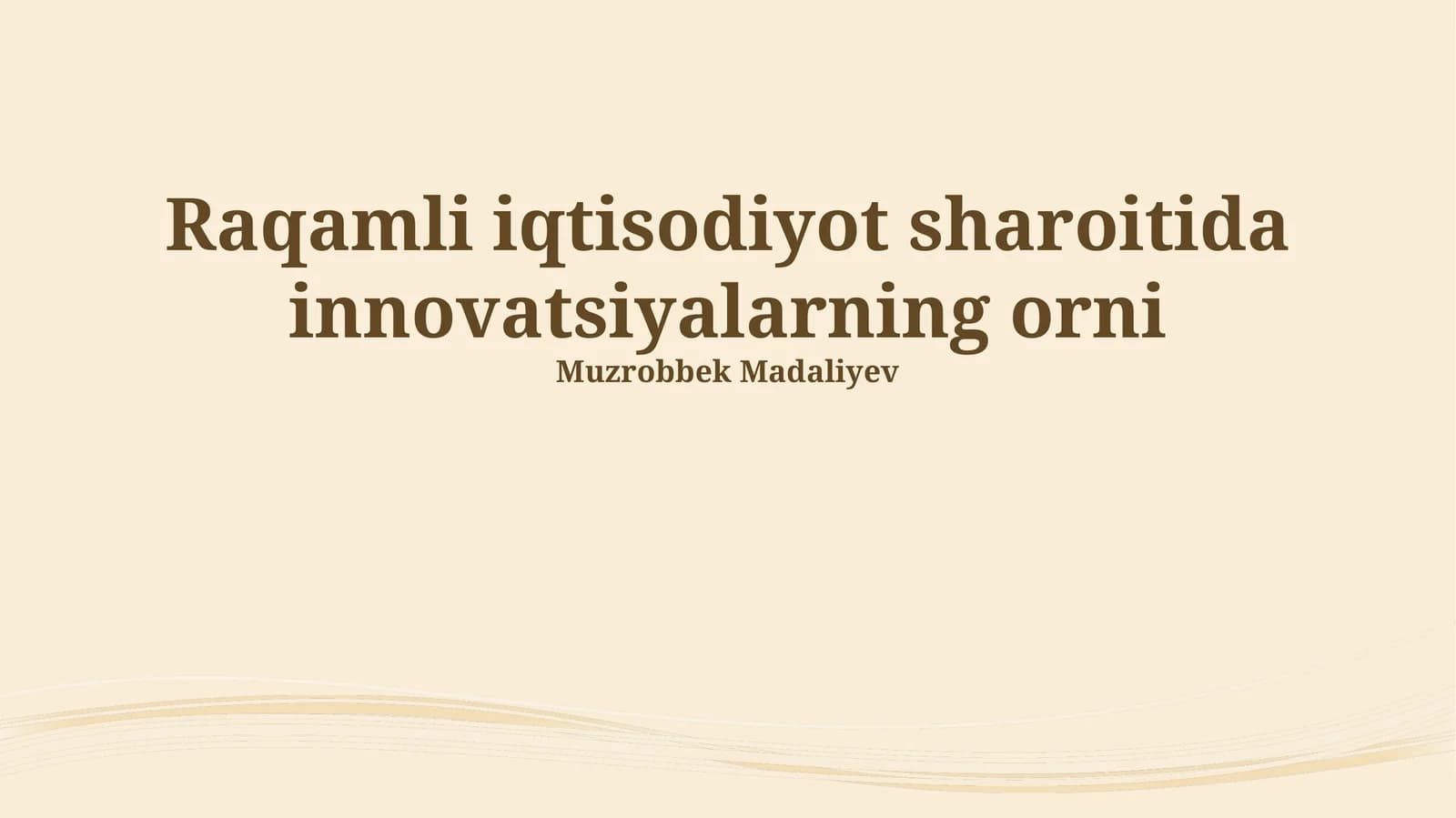 Raqamli iqtisodiyot sharoitida innovatsiyalarning orni