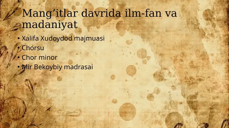 Mang’itlar davrida ilm-fan va madaniyat