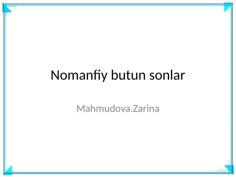 Nomanfiy butun sonlar