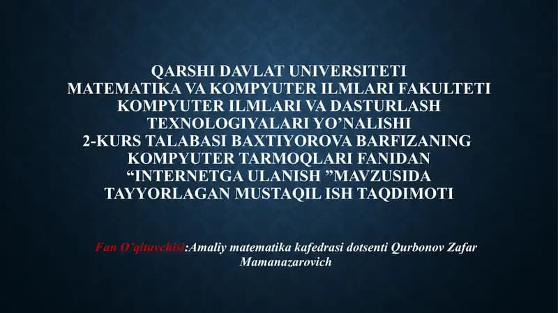 "Internetga ulanish"