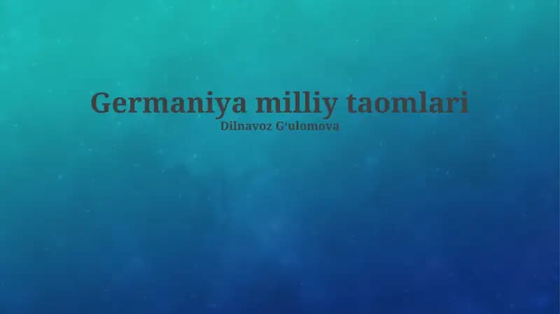 Germaniya milliy taomlari