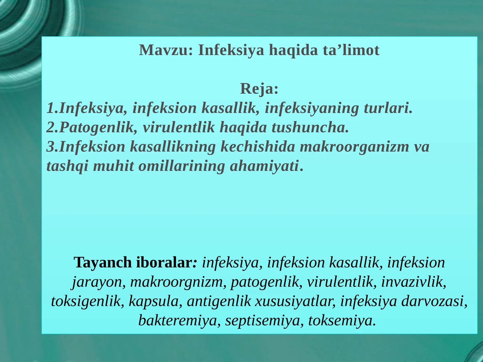 Infeksiya haqida ta’limot