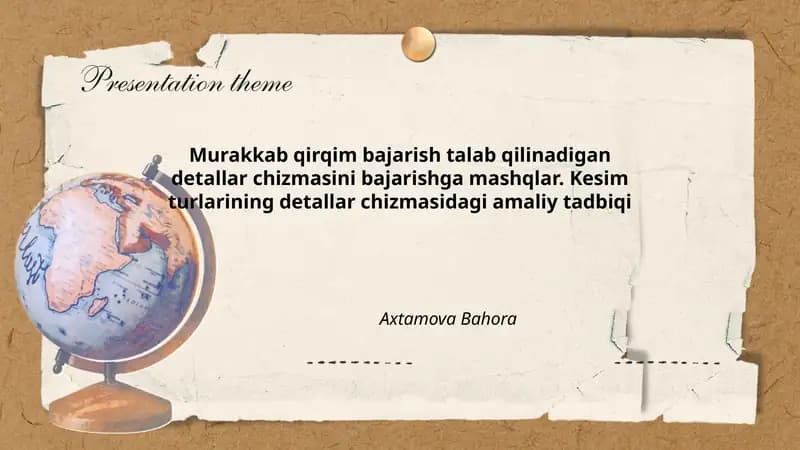 Murakkab qirqim bajarish talab qilinadigan detallar chizmasi bajarishga mashqlar