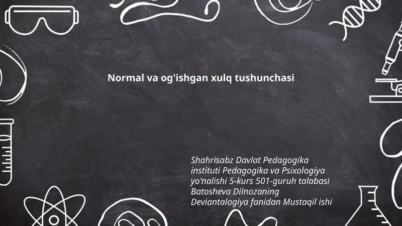 Deviantalogiya fanidan Mustaqil ish