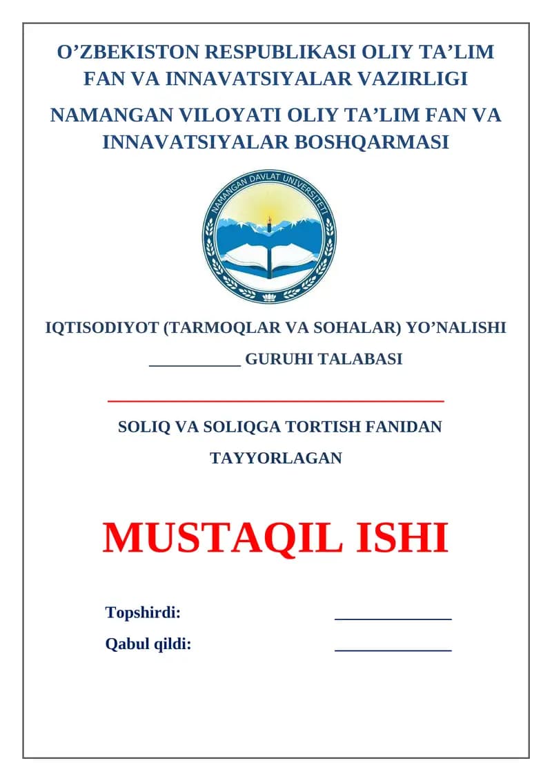 QO'SHILGAN QIYMAT SOLIG'INING MOHIYATI VA UNING TO'LOVCHILARI