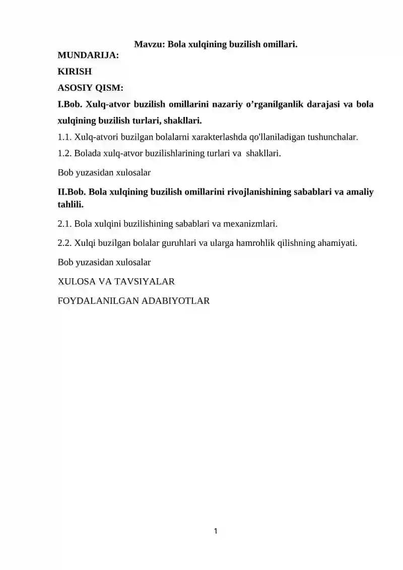 Bola xulqining buzilish omillari