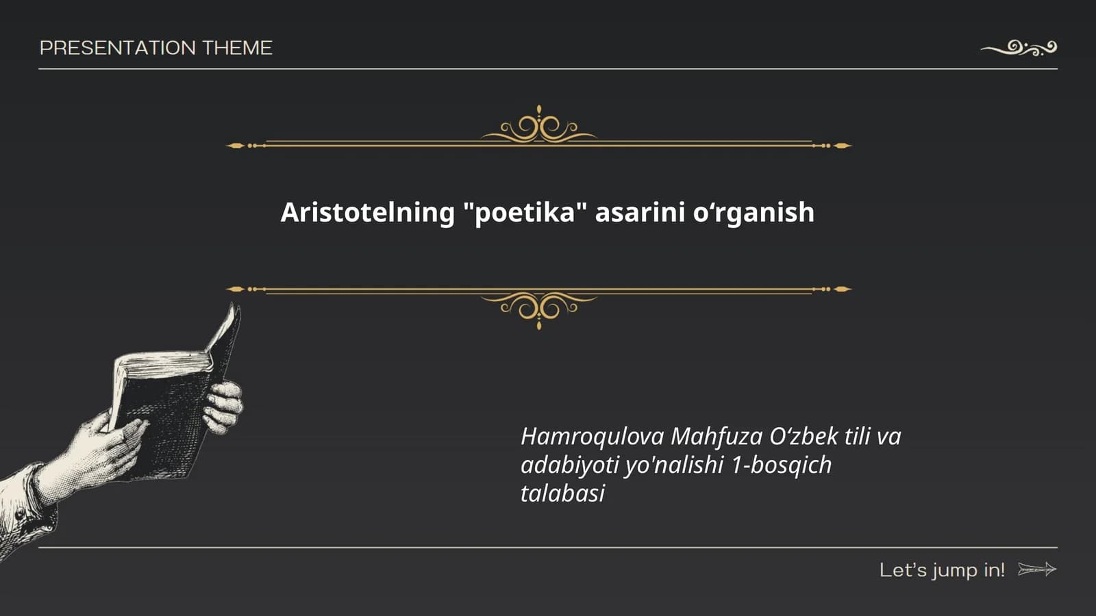 Aristotelning "Poetika" asarini o‘rganish