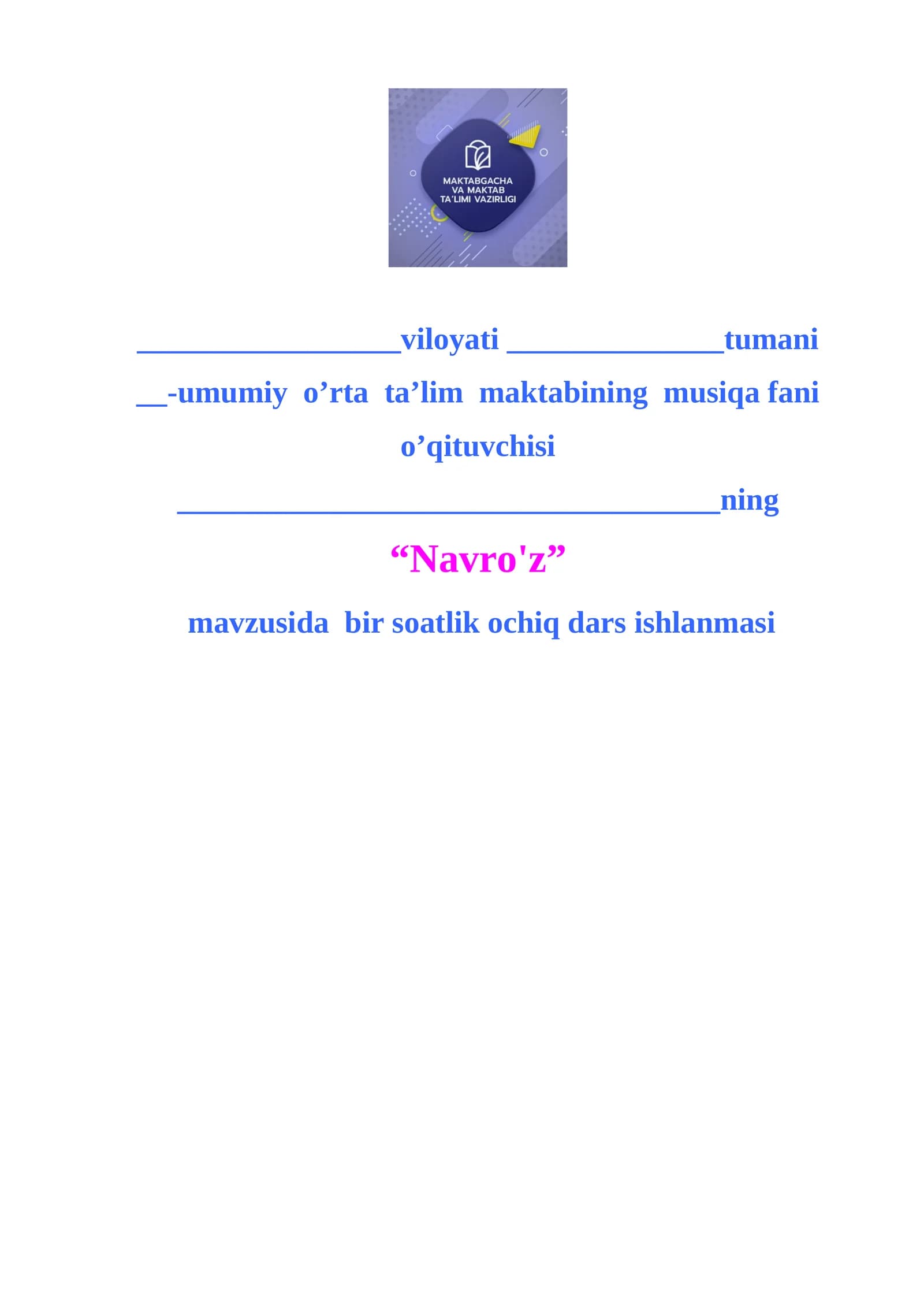 4-sinf musiqa Navro'zi