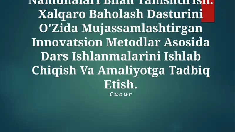 Timss, Pisa, Agma, Talis Xalqaro Baholash Dasturiga Doir Test Namunalari Bilan Tanishtirish