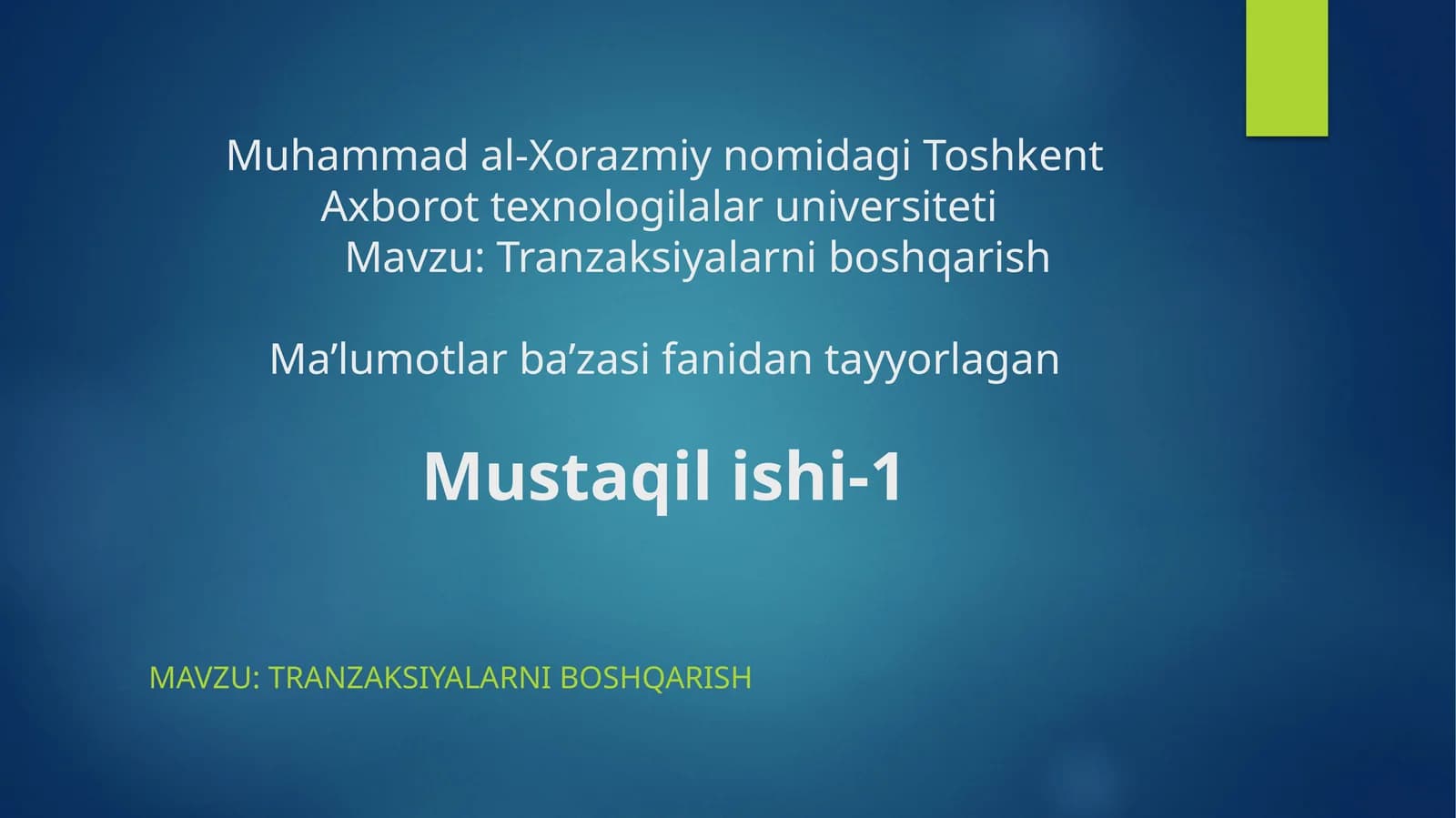 Toshkent Axborot texnologilalar universiteti