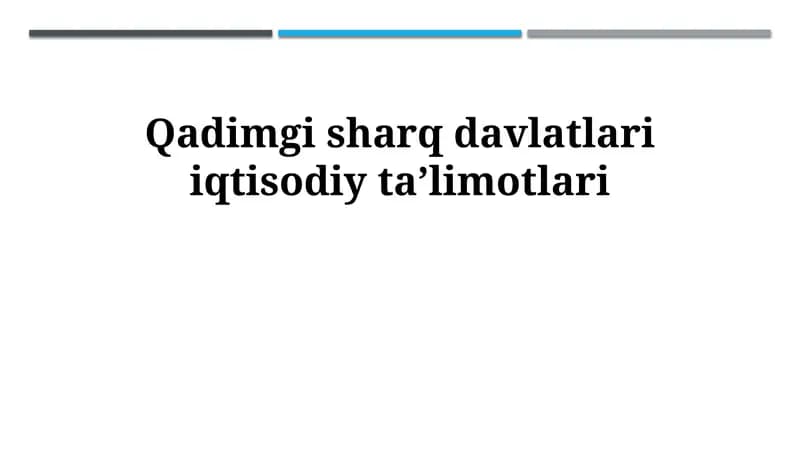 Qadimgi sharq davlatlari iqtisodiy taʼlimotlari