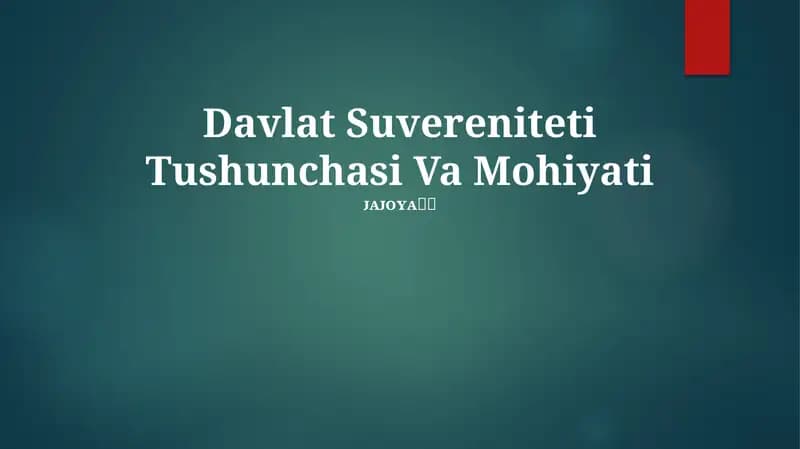 Davlat Suvereniteti Tushunchasi Va Mohiyati