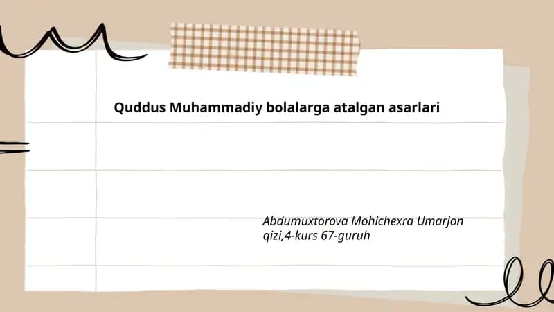 Quddus Muhammadiy bolalarga atalgan asarlari