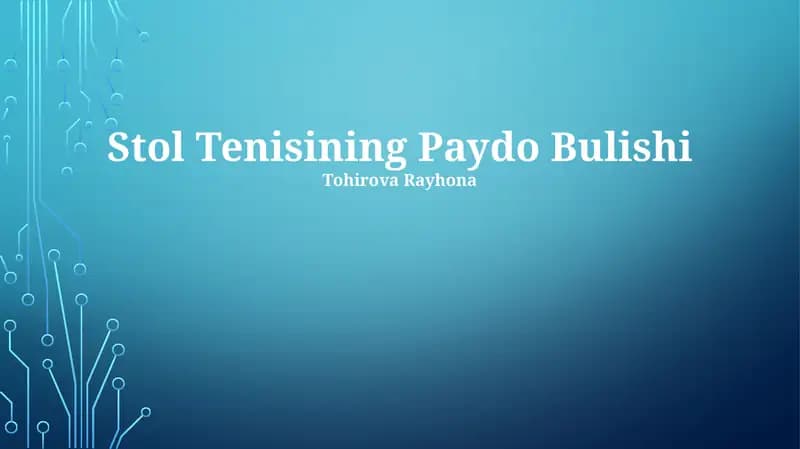 Stol Tenisining Paydo Bulishi