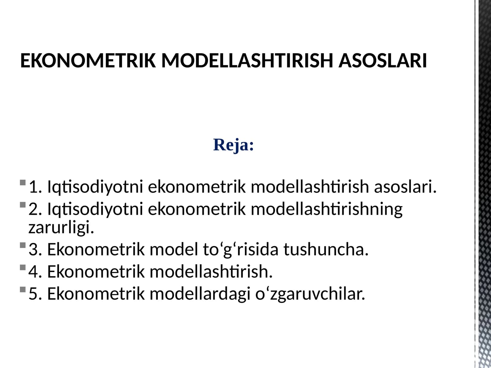 Ekonometrik modellashtirish asoslari