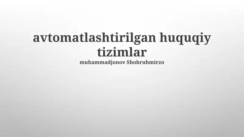 Avtomatlashtirilgan huquqiy tizimlar