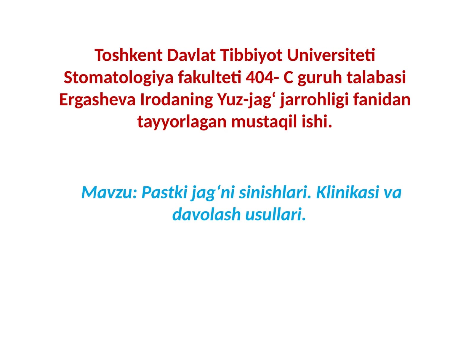 Pastki jagʻ nisinishlari va Klinikasi
