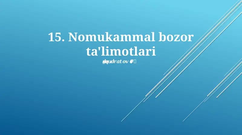 Nomukammal bozor ta'limotlari