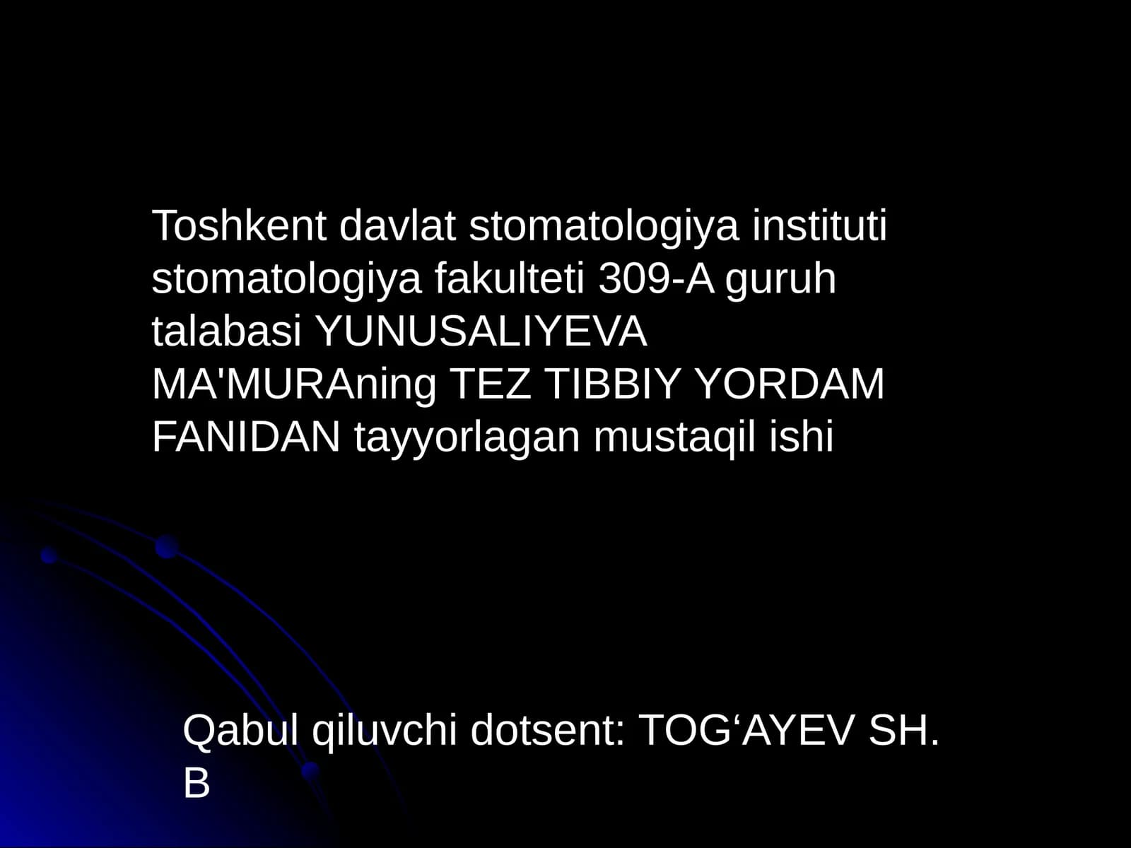 O'tkir bosh miya qon aylanishining buzilishi