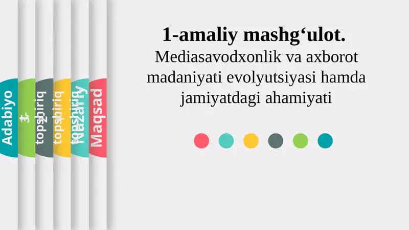 Mediasavodxonlik va axborot madaniyati evolyutsiyasi hamda jamiyatdagi ahamiyati